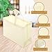 Yoojahow 50 Pcs Reusable Tote Bag with Handles Bulk Extra Large Non Woven Grocery Shopping Bags for Boutiques Retail Store(Beige)