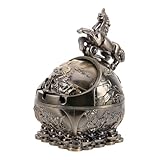 Alipis Cenicero Retro Portátil de Metal con Tapa Prueba de Viento Diseño Vintage Bronce para Interiores y Patios Decoración Elegante para Regalo Amigos y Familia