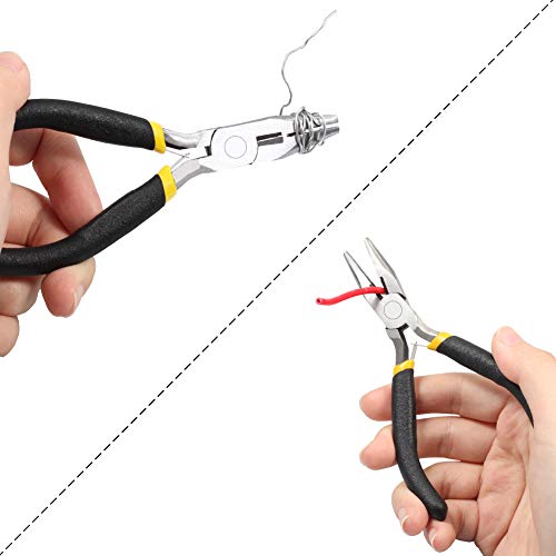 Image of 5 Inch Long Nose Pliers with Wire Cutter Smooth Jaws Mini Long Needle Nose Pliers for Jewelry Making Side Cutters Small Beading Pliers Micro Precision DIY Handcraft Tool