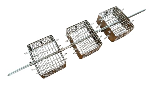 BBQNovation Cesta giratoria de acero inoxidable para asador de gas, parrilla de carbón vegetal y barbacoa esférica, ajustable, apta para lavavajillas, 21 x 19 x 7 cm, perfecta para pollo y verduras