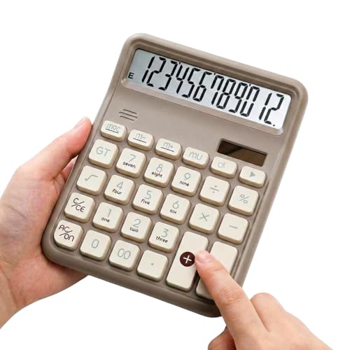 Image of 12 Digit Large Display Desktop Calculator Beige with Big Buttons, Dual Screen, GT & Memory Functions, Auto Power Off | Office, School & Home Use