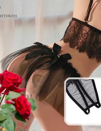 BIGFOX Women Skirted Thong Sexy Underwear Panty Mesh Tulle Mini Dress G-string Lace Low Waist Lingerie Sheer Ruffle Panties4