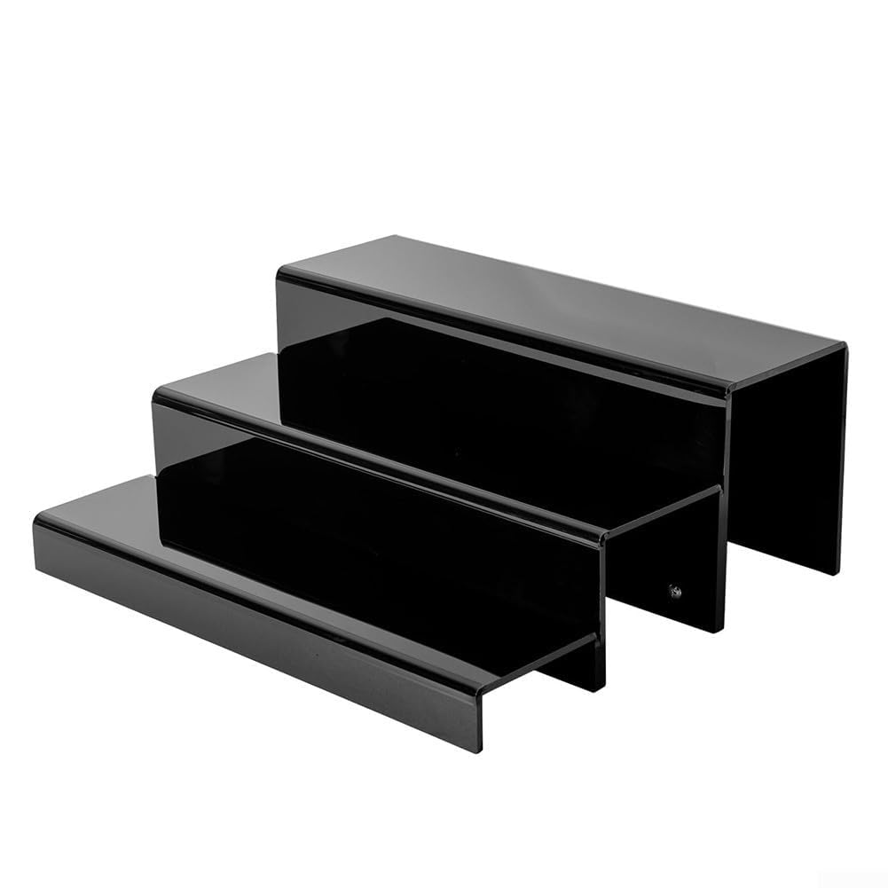 Klarer Acryl-Display-Ständer, Acryl-Präsentationsständer for Schmuck, Parfüm, Cupcakes, 3 Stück, Schwarz und Transparent(Black)