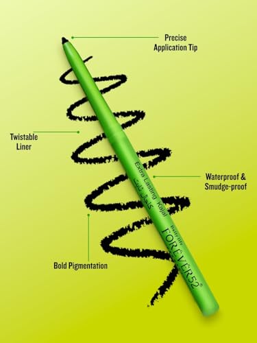 Image of Daily Life Forever52 Amazonic Black Kajal | 24Hr Long Stay | One Stroke Smooth Glide | Waterproof, Smudgeproof & Fadeproof | Deep Matte Finish | Vegan, Cruelty Free & Dermatologically Tested (0.35g, 1pc)