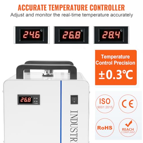 Water Chiller, CW-5200 Industrial Water Chiller for 60W-150W CO2 Laser Engraver & Cutter, 6L Water Cooling System, Thermolysis Type Water Cooling Chiller Machine
