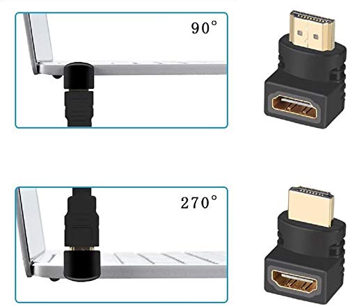 Image of FEDUS HDMI 90 and 270 Degree Right Angle Adapter Gold Plated High Speed HDMI Male to Female Connector Adapter (Pack of 2)