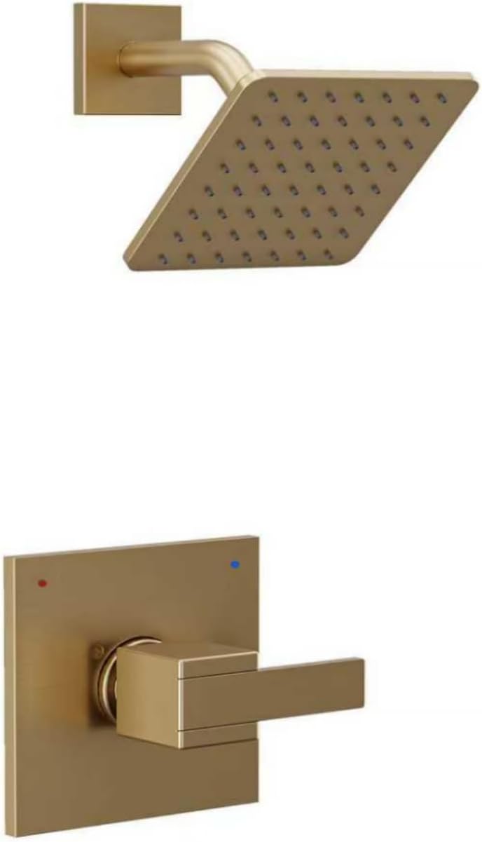 Replacement for Delta Shower Trim Kit Modern 14 Series, 6-Inch Brushed Gold Shower Faucet Set, All Metal Gold Shower Head and Handle Set(Valve and Cartridge Not Included)