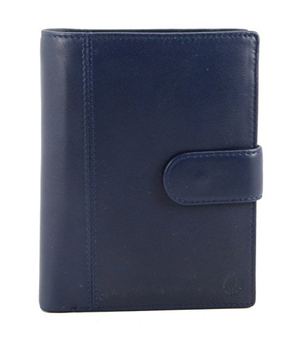 Image of Genuine Sheep Leather Smart Family Size Passport Travel Wallet /Holder - (Blue)