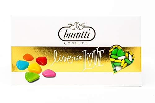 Buratti Confetti Dragées au Chocolat Avec Mini Coeurs Verts Ombrés 1 Kg