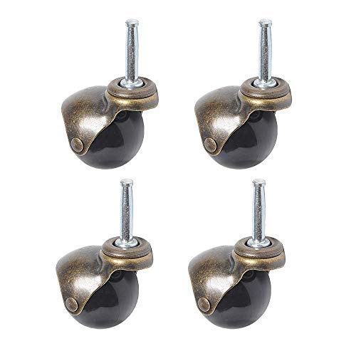 Lot de 4 roulettes pivotantes à 360 degrés en forme de boule, avec plateau supérieur, 2 inch, Ball Caster with Grip Ring Stem, 1
