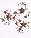 The Lakeside Collection Hearts and Stars Wall Art with Distressed Metal Finish - Stars - Set of 3