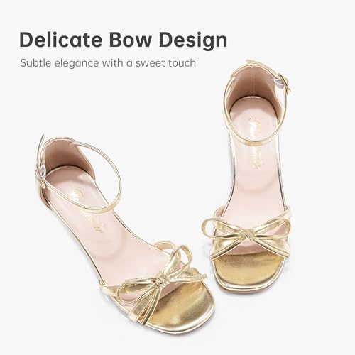 Image of Furdeour Heels for Girls Dress Shoes Bow Sansals Flower Girl Big Kids Teen | Delicate Bow, 2.13 IN Kitten High Heels, Dance Birthday Party Pageant Graduation School Prom, Young Girls Formal Dressy Heel
