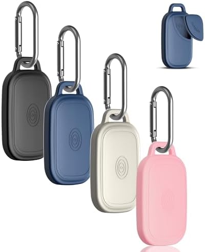 4 Pack Case for Tile by Life360 Pro (2024),with Keychain, Soft Silicone Holder for Tile Pro（2024）,Anti-Scratch & Anti-Shock,for Keys, Bags, Pets，Luggage (Black + Off-White + Dark Blue + Pink)