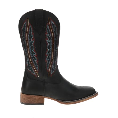 ROPER Womens Loretta Embroidered Square Toe Pull On Casual Boots Mid Calf Low Heel 1-2