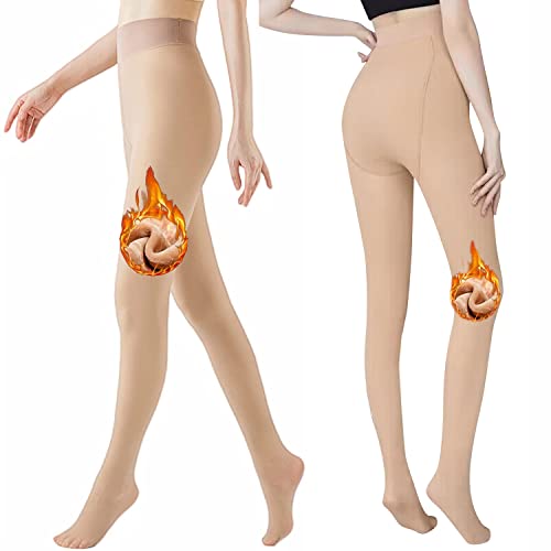 Hbaid Damen Thermo Strumpfhosen Winter Warm Fleece Lined Tights (S/M/L/XL) Blickdicht High Waist Schwarz und Naturfarben Cover