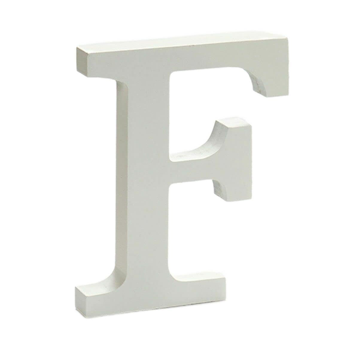 Letra F de madera blanca para personalizar nombres y señalización de eventos elegantes