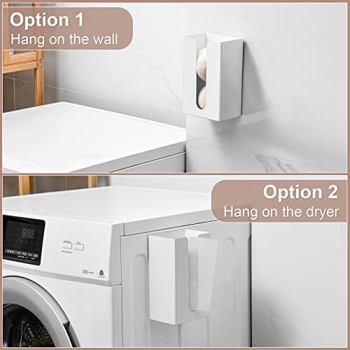 Image of SUBEKYU Magnetic Dryer Sheet Holder for Laundry Room ,Dryer Sheet Container,Iron Dryer Sheet Dispenser for Laundry Storage and Organizition, Wall Dryer Sheet Box,Fabric Sheet Holder,White