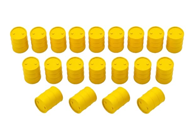 HO Scale 1:87 Oil Drums – Set of 20 Industrial Barrels – Model Railway & Diorama Scenery – Cargo Wagon Loads – Colour Options – Made in France (yellow)