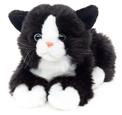 Uni-Toys - Katze schwarz-weiß, liegend - 20 cm (Länge) - Plüsch-Kätzchen - Plüschtier, Kuscheltier