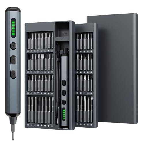Mini Electric Screwdriver, 68-in-1 Precision Screwdriver Set – 64 S2 Preicison Bits, 5 Torque Levels, 4 LED Light, Organized Storage, Electronics Repair Tool Kit for Watch, Phone, Laptop, Camera, PC