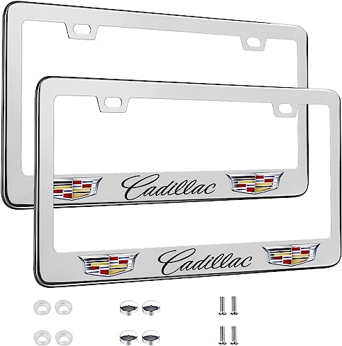silverAluminum Alloy License Plate Frame fit for Cadillac License Plate Label Holder 6 * 12 inch License Plate Holder