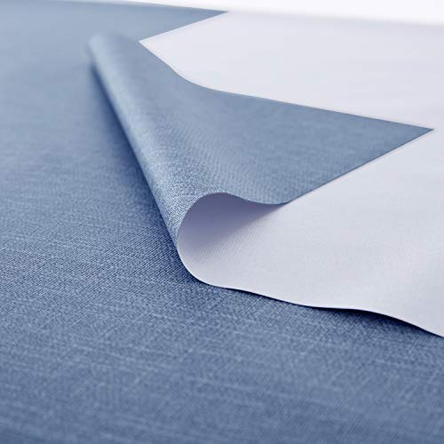 Image of NLMUVW Blue Vinyl Tablecloth for Rectangle, Heavy Duty PVC Table Cloth Waterproof Oil Proof Wipe Clean Table Cover for Kitchen Dining Picnic, 54 x 78 Inch