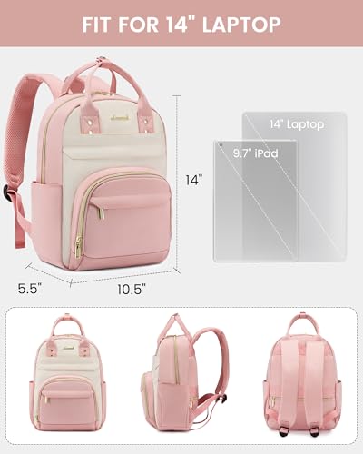 Image of LOVEVOOK Small Backpack Purse for Women, Mini Backpack, Light Weight Cute Fashion Backpack for Work Daily Travel, Pink-Beige