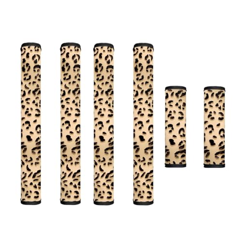 Image of Refrigerator Door Handle Covers Set of 6 Kitchen Appliance Decor Handles Washable Waterproof Anti-Stain Oven Stove Handle Protector Kitchen Decor and Accessories, Leopard Print