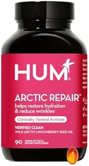 HUM Arctic Repair Clear Skin Supplement with Omega 3, Vitamin E, A, and Lingonberry Seed Oil, Skin Repair with Omega 3 6 9 to Help Support Appearance of Wrinkles & Hydrate, 90 Vegan Softgels