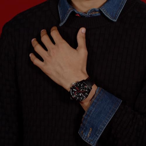 HUGO #Fast Men's 3H Quartz Multifunction Watch, Leather Strap, Water Resistant Up to 5ATM/50 Meters - Stylish and Sporty Timepiece - Gift for Him 44mm by HUGO - Used condition - US$227.05