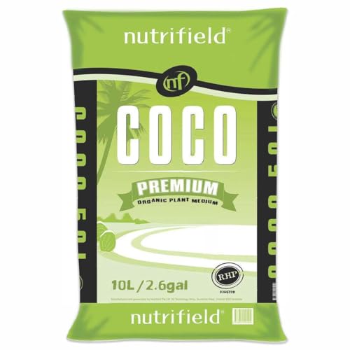 Nutrifield Coco Premium 10L Bag | Premium RHP-Certified Coconut Coir Hydroponic Growing Medium | Pre-Buffered with Calcium Triple-Washed Low EC & Stabilized pH Substrate for Indoor Plants