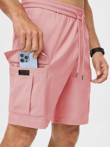 Image of JMIERR Men's Casual Stretch Cargo Shorts | Drawstring Elastic Waist, Multi Pockets, Summer Work Short, Classic