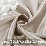 Adubor 100% Mulberry Silk Pillowcase for Hair and Skin with Hidden Zipper, Both Side 23 Momme Silk,900 Thread Count (50x66CM-2 Pack, Beige) - Image 3