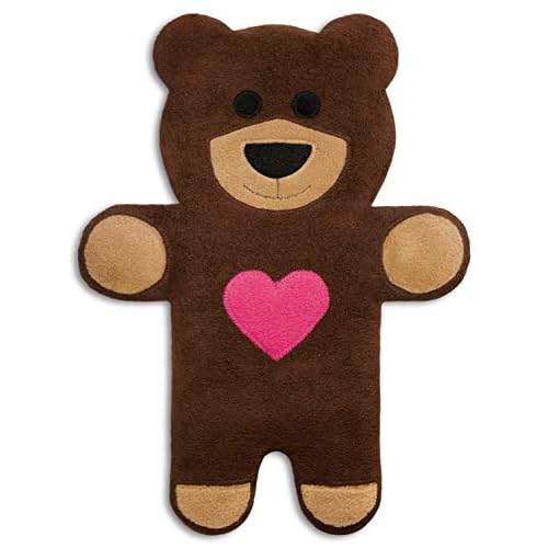 Leschi WÄRMEKISSEN lindert Rücken- und Bauchschmerzen/für Mikrowelle und Ofen/Körnerkissen für Damen, Kinder und Babys/Bär Teddy mit Herz, braun beige schwarz