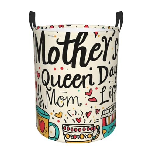 Fuzquwu Mother'S Day (1) Print Circular Hamper Dirty Clothes,Large Storage Basket With Handle,Toys Bin