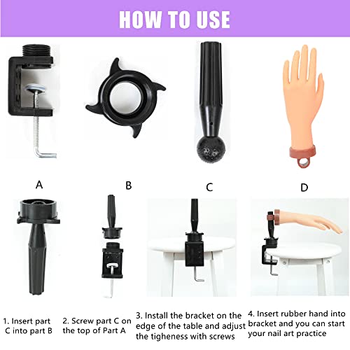 Practice Hand For Acrylic Nails, Professional Nail Practice Hands Fake Hand For Nail Practice Mannequin Hands For Nails Practice Nail Training Practice Hand For Acrylic Nail Kit(With Clamp Holder) #TOP4