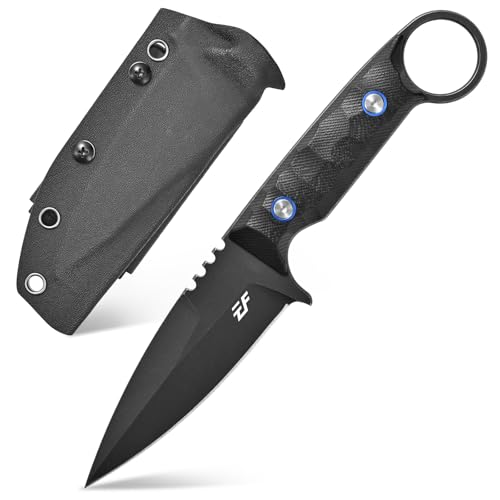 Eafengrow EF152 Fixed Blade Knife K110 Steel Blade G10 Handle Full Tang EDC Tool Knife for Outdoor Working Camping Survival(Black)