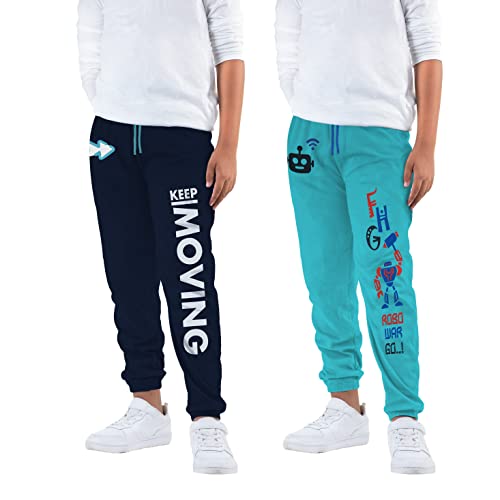 Image of KYDA KIDS Boy's Regular Fit Mid Rise 100% Cotton Track Pant - (Pack of 2)