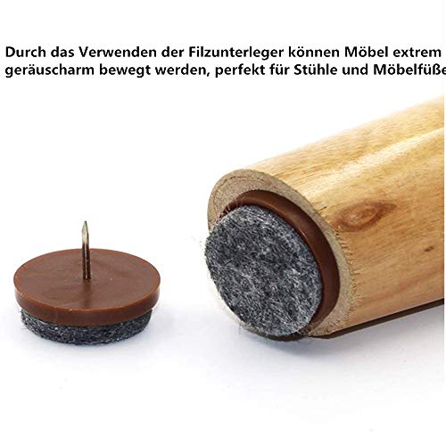Filzgleiter Stuhl 50 Stück Filzgleiter Nagel Profi Möbelgleiter/Stuhlgleiter Filz zum Nageln für Laminat Parkett Sessel Fiesen- Ø 22 mm