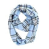 Unisex Women's Stylish Plaids & Check Cashmere Winter Infinity Cowl Scarf (Baby Blue)