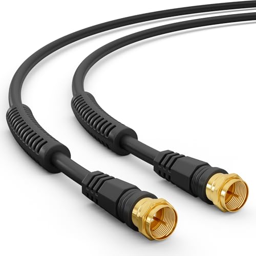 HB-DIGITAL SAT TV Antennenkabel 1,5 m – Koaxialkabel für HDTV, 4K & 8K – DVB-S/DVB-S2 / Radio DAB – mit Mantelstromfilter – Vergoldete Metallstecker – Schwarz