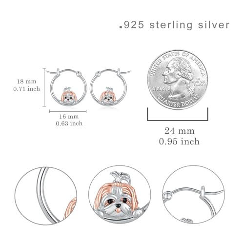 Sterling Silver Shih Tzu HoopEarrings for Women – Cute Shih Tzu Gifts, Shitzu Accesorios, Dog Jewelry Gift for Pet Lovers4