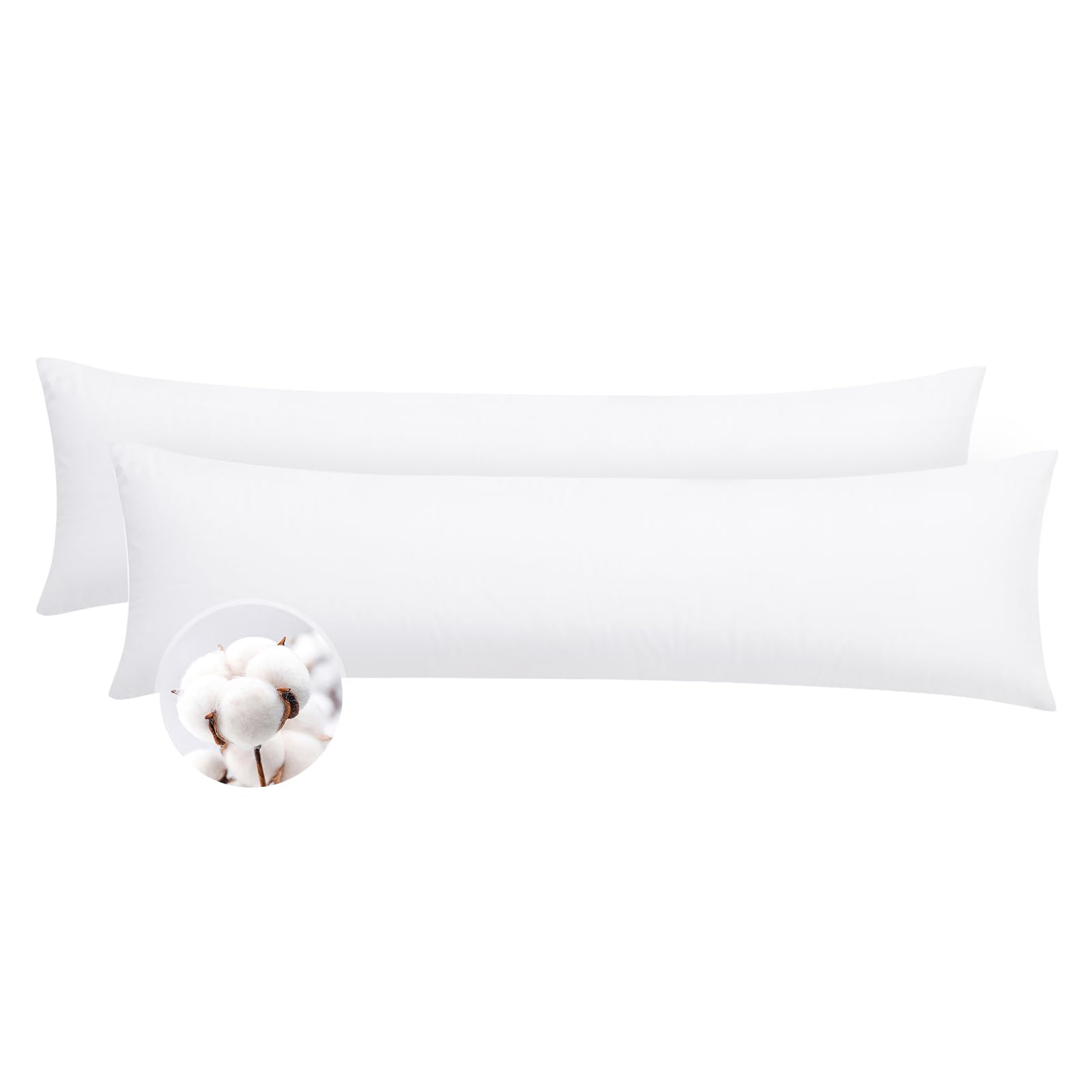Aisbo Seitenschläferkissen Bezug 40 x 145 Baumwolle 2er Set Weiß - weiche Kissenbezug 40x145 mit Reißverschluss, 40x145cm Weiss Pillow Cover Pillowcase