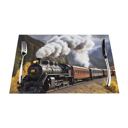 Set de table lavable PVC train napperon cuisine antidérapant résistant chaleur x4 - 7