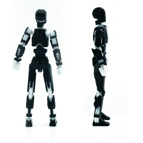 Image of Dummy 13 Action Figure Robot | Fully Articulated 3D Printed Robot Toy | 5.4-inch Collectible Figurine | Matte Finish| Unassembeled (Black-White)