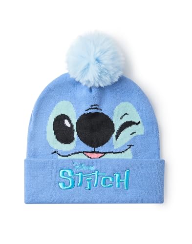 Disney Lilo & Stitch Girls Beanie Hat & Gloves Set | Blue Knitted Winter Hat with Stitch Character Face | Kids One Size Pom Pom Beanie with Heat Transfer Print Gloves | Classic Movie Merchandise Gift3