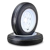 WANDA Trailer Tire Wheel Assembly 4.80-12 6-Ply C 79M 4 Lug on 4' PCD White Spoke Rim,SET 2