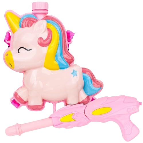 Image of Holi Pichkari Water Gun for Kids High Pressure Unicorn Backpack Tank with Holi - Boys and Girls(Pink)