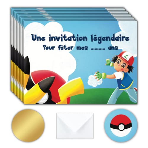 Magik Moments Kit Création Invitation Anniversaire Enfant à Gratter | Thème Dresseur Poke | 10 Cartes avec Stickers, Enveloppes et Autocollants dorés | Idée Originale Fête Anniversaire Cover