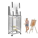 Drying Rack 30 Layer, Mobile Rolling Drying Rack with Wheels, Multi-Layer Screen Printing Drying Rack, Heavy Duty Metal Art Drying Rack for Paintings, Food, Tools – Space Saving, Easy Assembly
